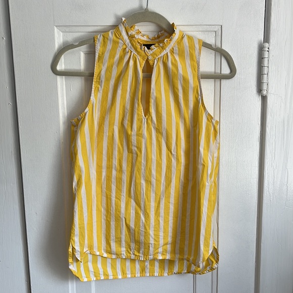 J. Crew Ruffle Neck Tank in Wide Stripe Cotton - Picture 4 of 8